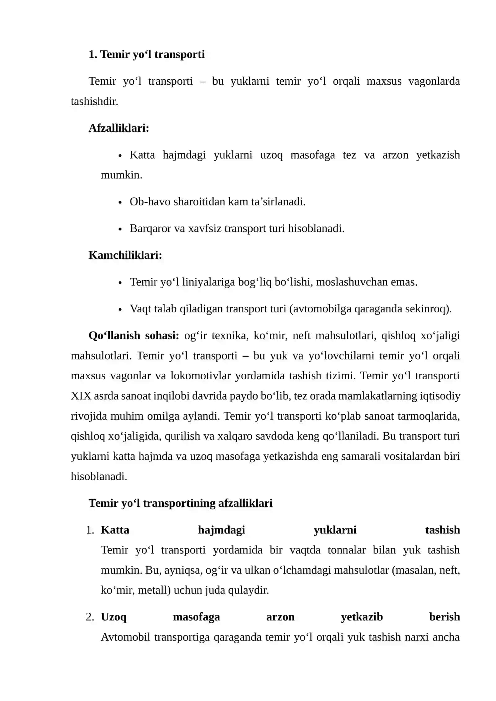 Yuk Tashish Turlari (Temir yo‘l, avtomobil, dengiz, havo) 4