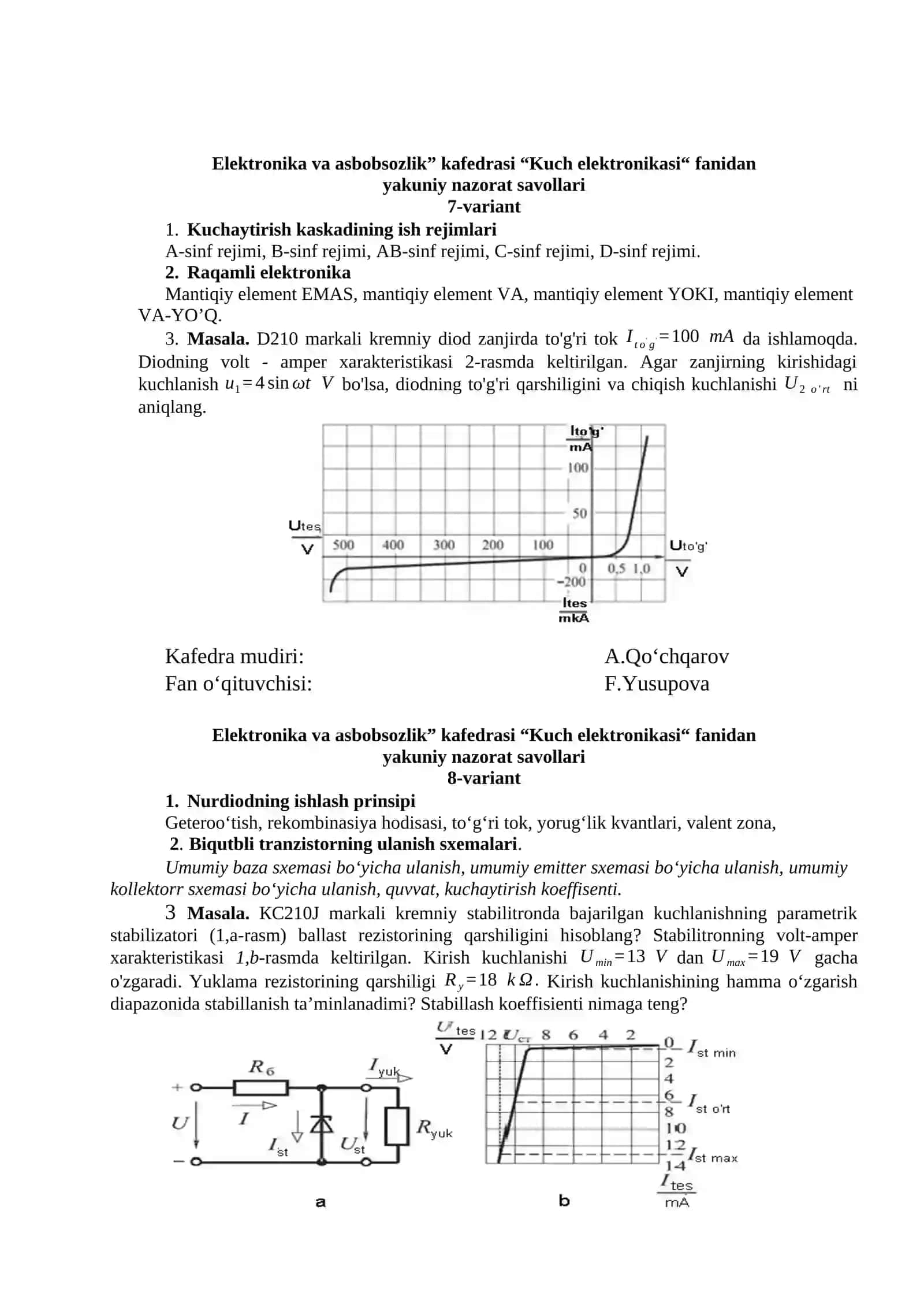 Kuch elektronikasi nazorat savollari 4