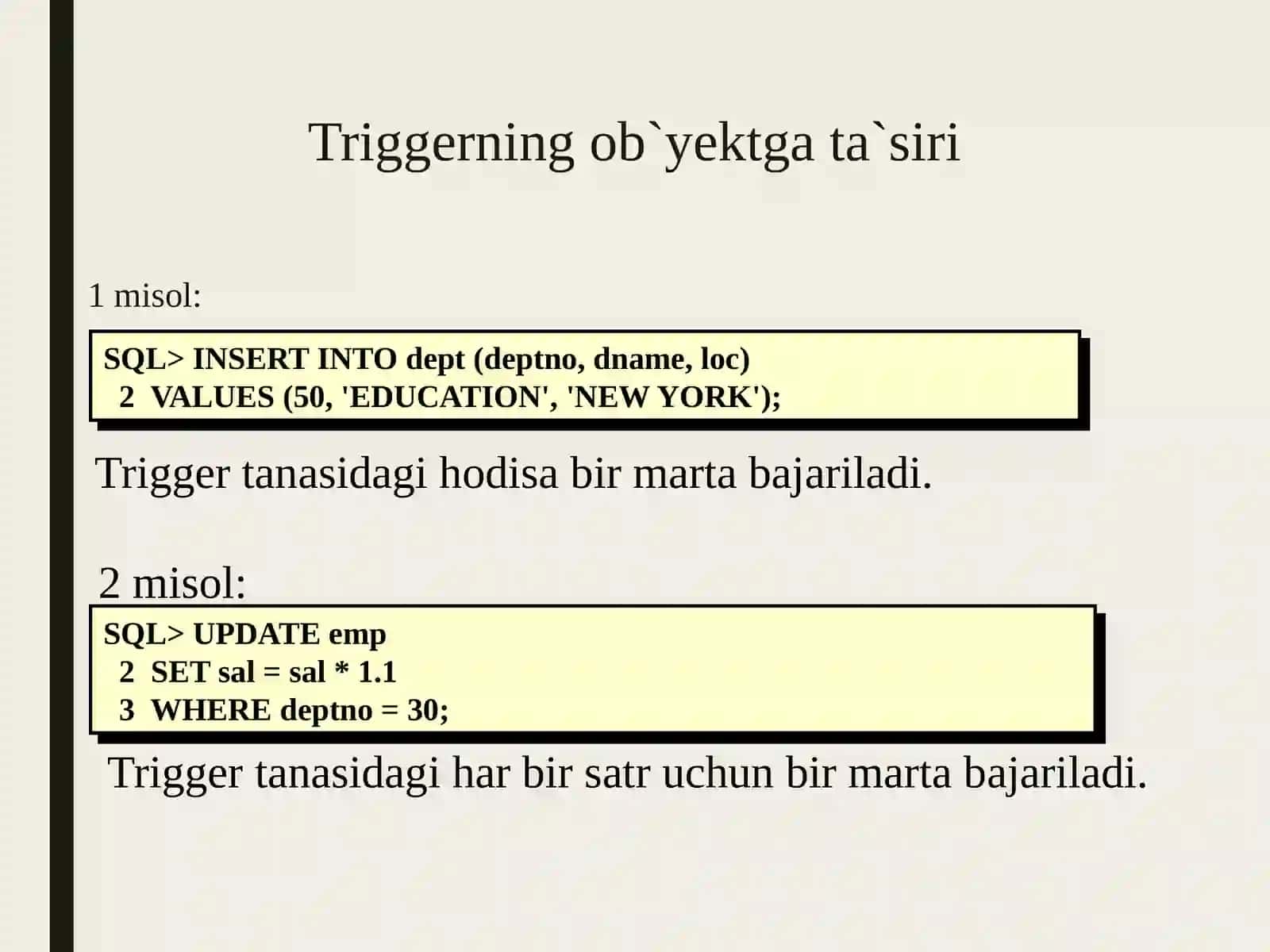 Ma’lumotlar bazasida triggerlar bilan ishlash 4