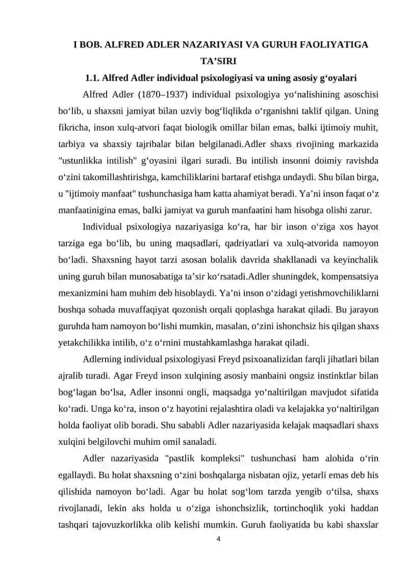 GURUH FAOLIYATIDA ADLER TAMOYILLARINI QO'LLASH 4