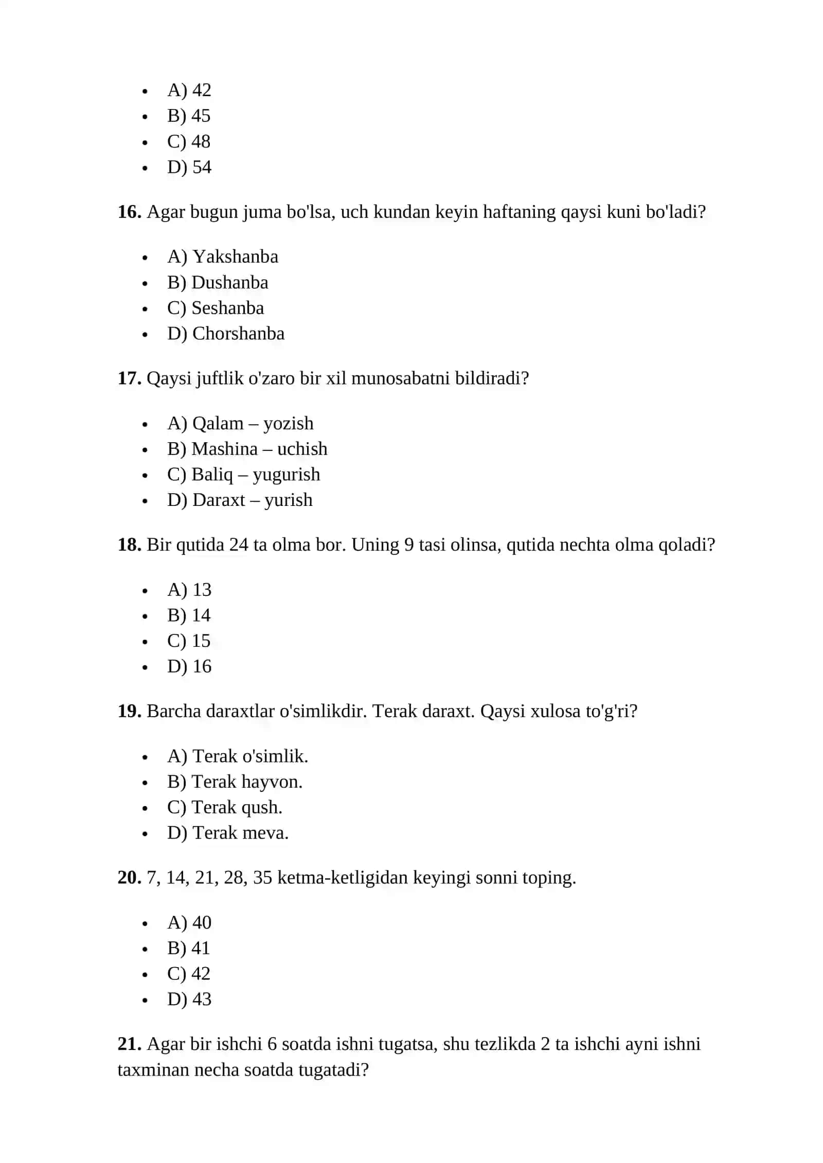 Ichki ishlarga kiruvchilar uchun psixologik testlar to’plami 4