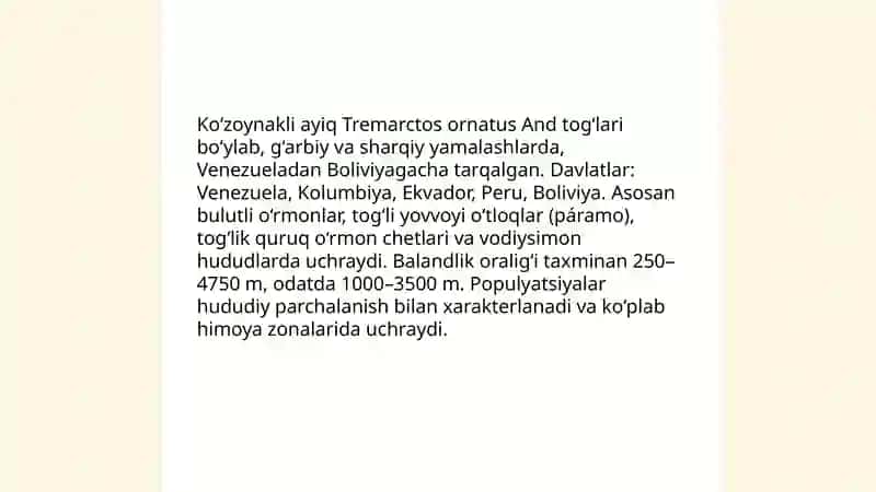 Ko'zoynakli ayiq haqida taqdimot 4