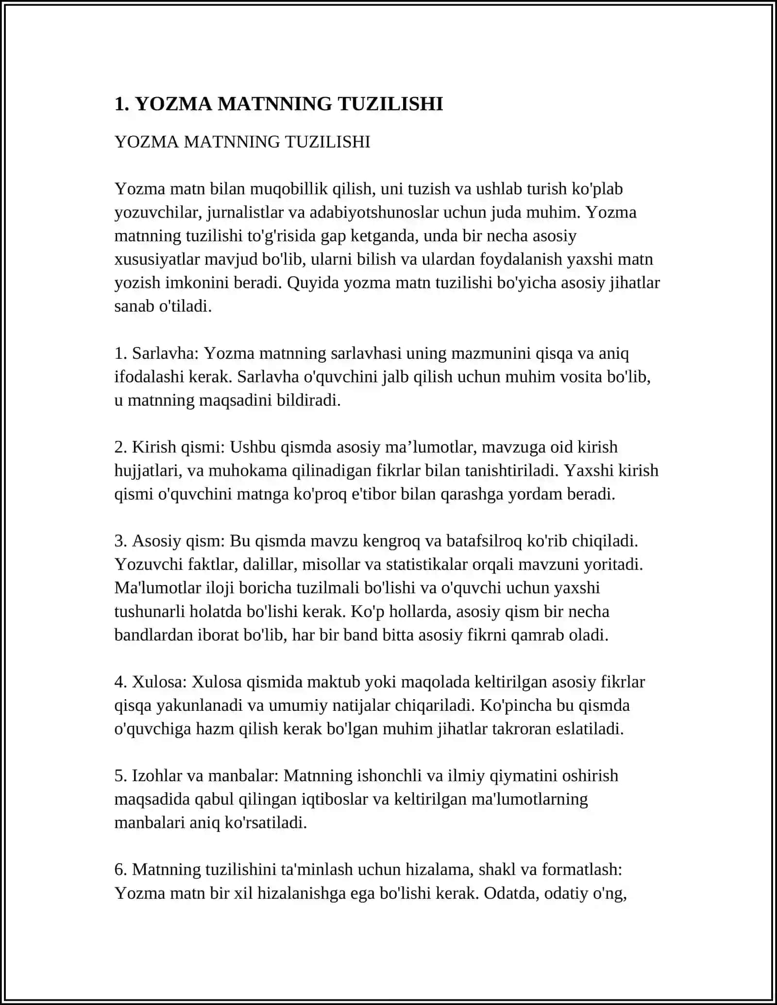 YOZMA MATNNING TUZILISHI 4