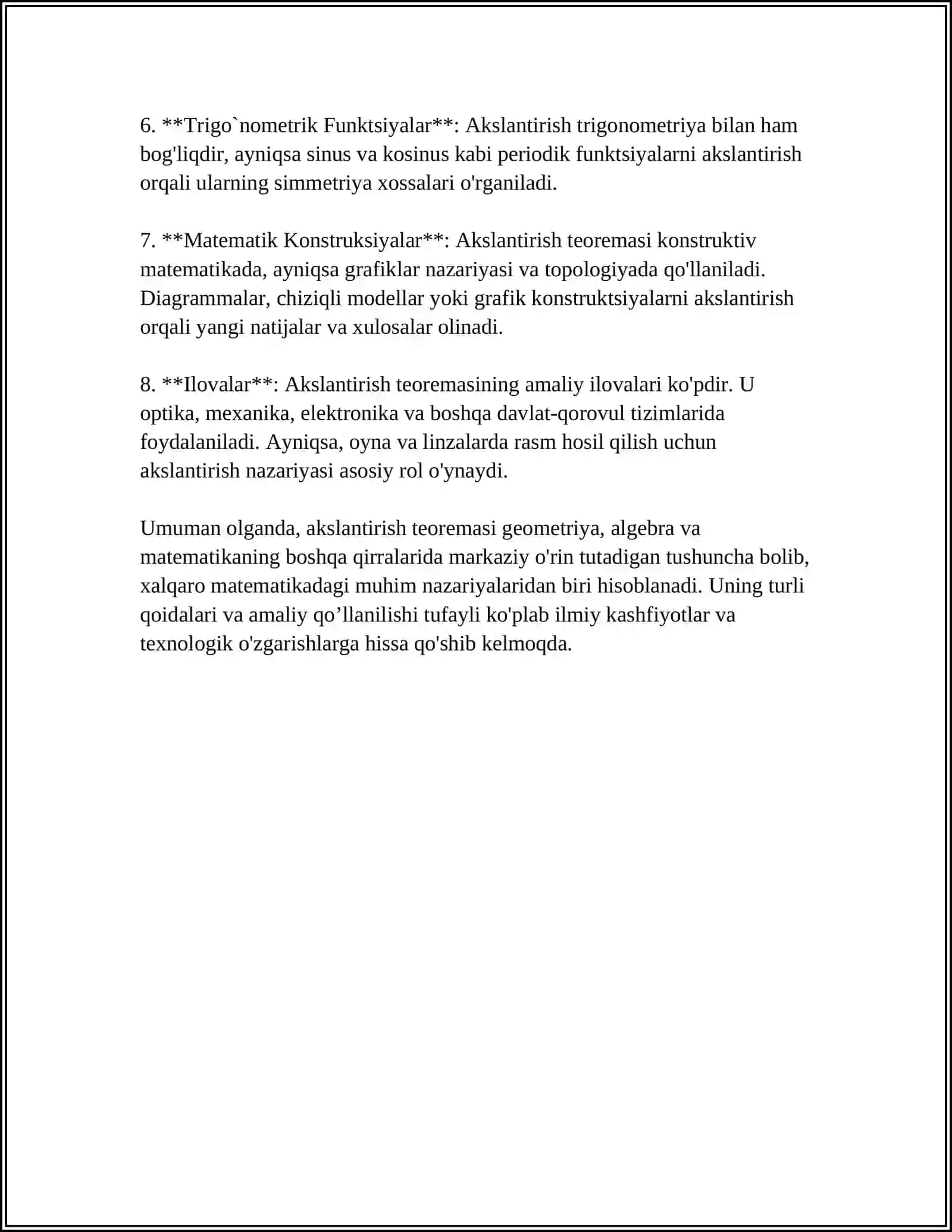 OSHKORMAS AKSLANTIRISH VA TESKARI AKSLANTIRISH HAQIDAGI TEAREMALAR 4