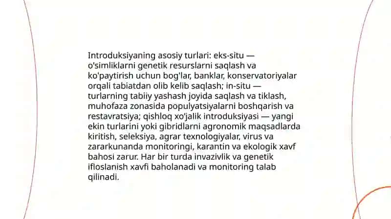 O‘simlik introduksiyasi va ekologik xavfszlik 4