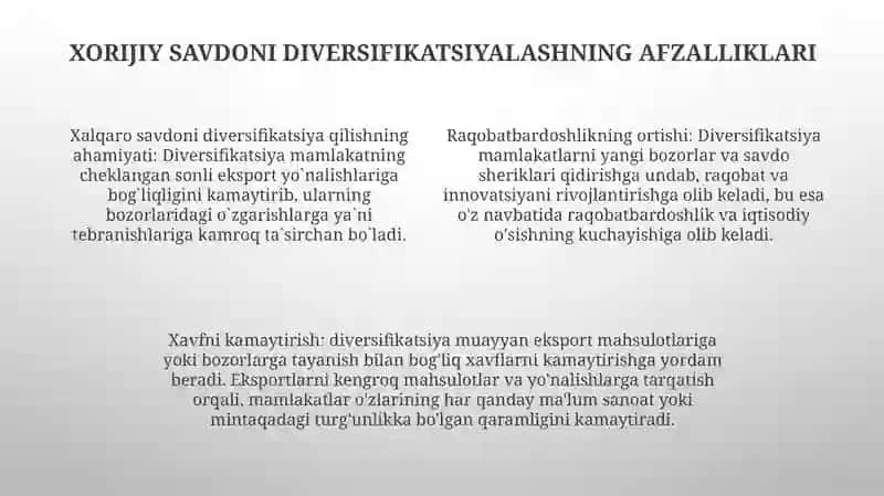 Tashqi Savdo Tarkibini Takomillshtirish Va Diversifikatsiyakash Yo'Llari 4