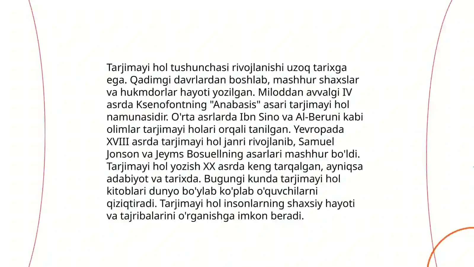 Tarjimayi hol va uning o'ziga xos xususiyatlari 4