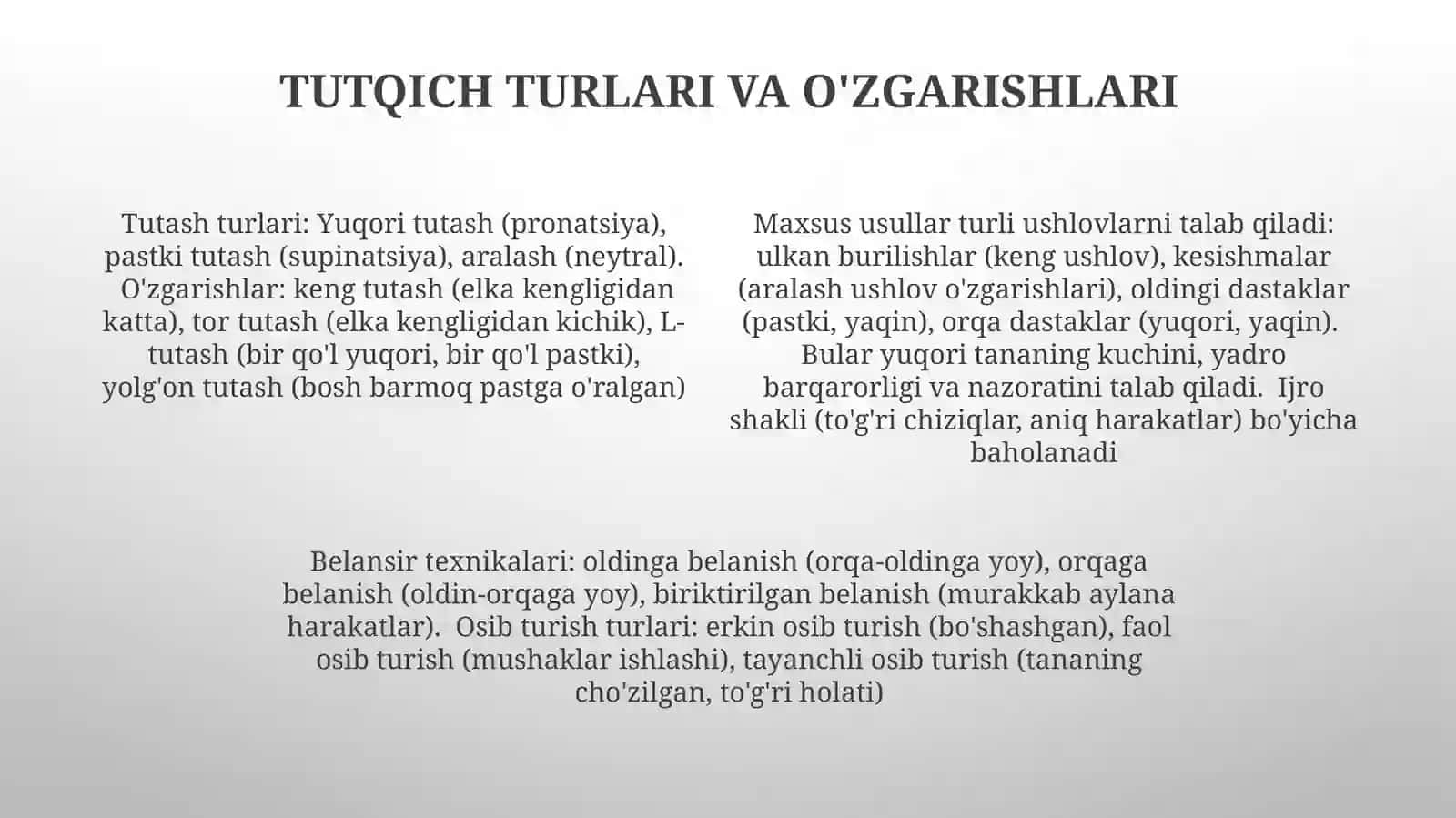 Gimnastika. Osishlar oʻgʻil bolar turnikda osilb turishdan, tebranish bilan aylanish 4
