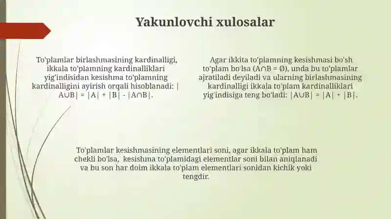 To'plamlarning kesishmasi birlashmasi 4