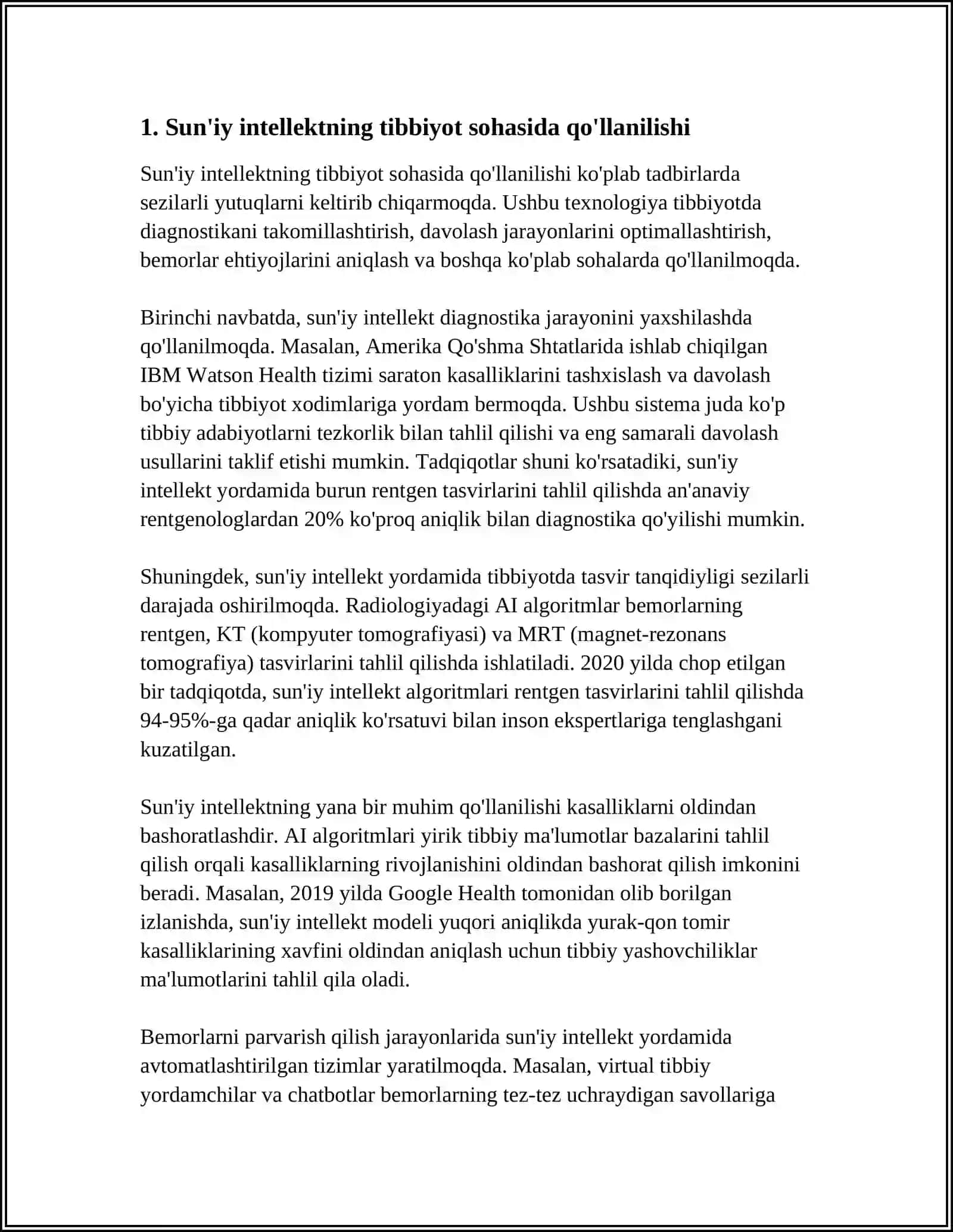 SUNʼIY INTELLEKT VA UNING SOHALARDA QOʻLANILISHI 4