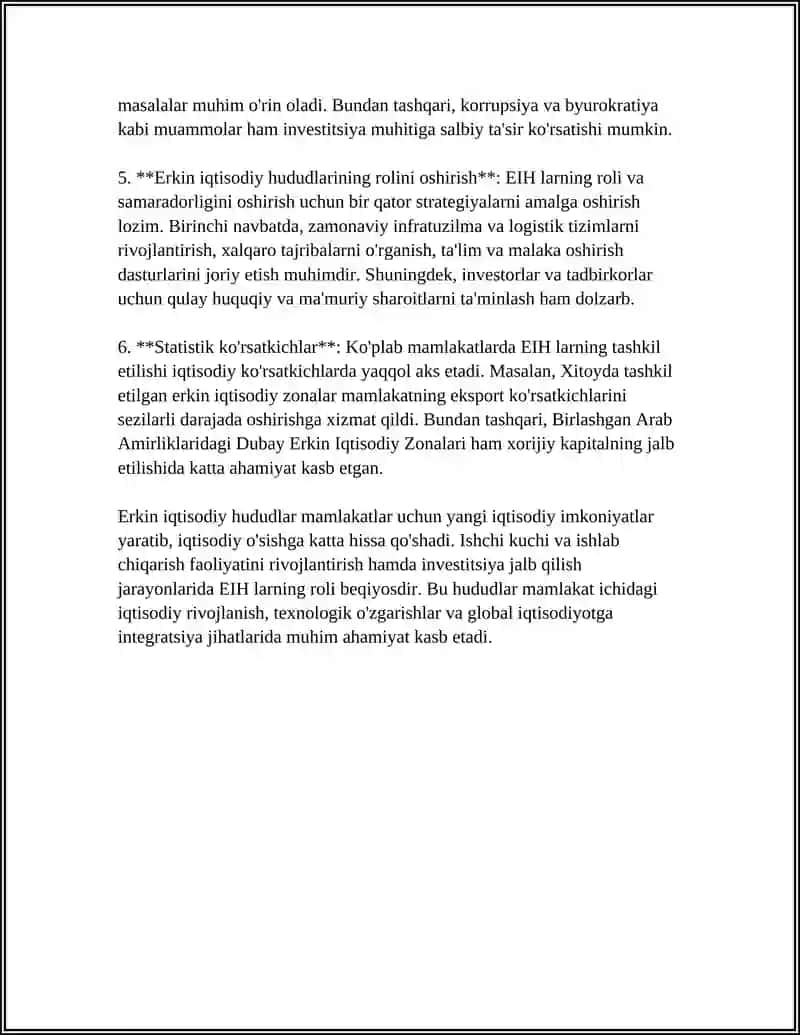 ERKIN IQTISODIY HUDUDLAR VA ULARNI TASHKIL ETISH MUAMMOLARI 4
