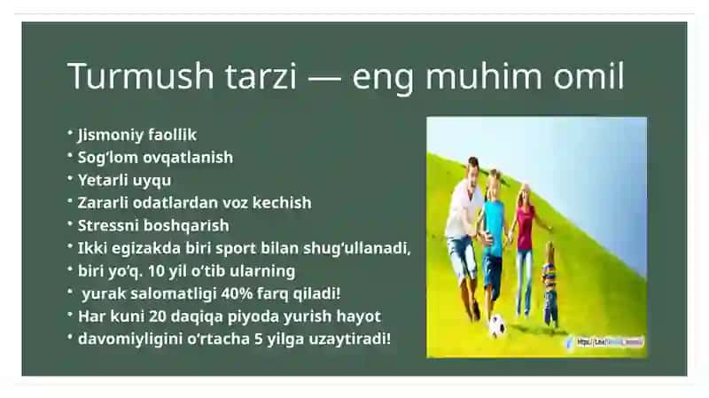 Salomatlik va uni aniqlovchi     omillar 4