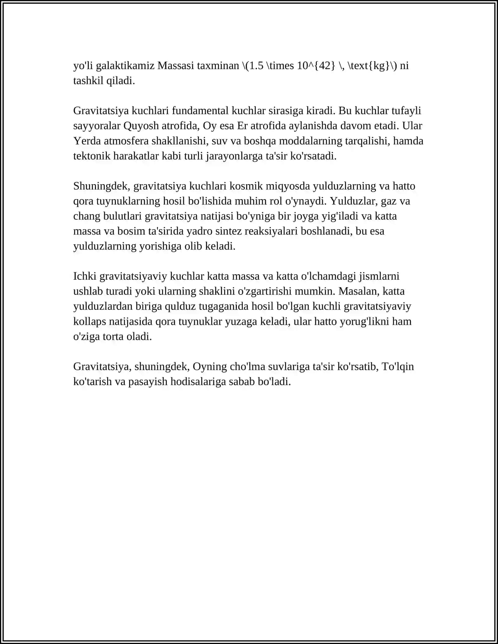 GRAVATSION KUCHLAR, BUTUN OLAM TORTISHISH QONUNI,TORTISHISH MAYDONI TORTISHISH KUCHI BAJARGAN ISHI 4