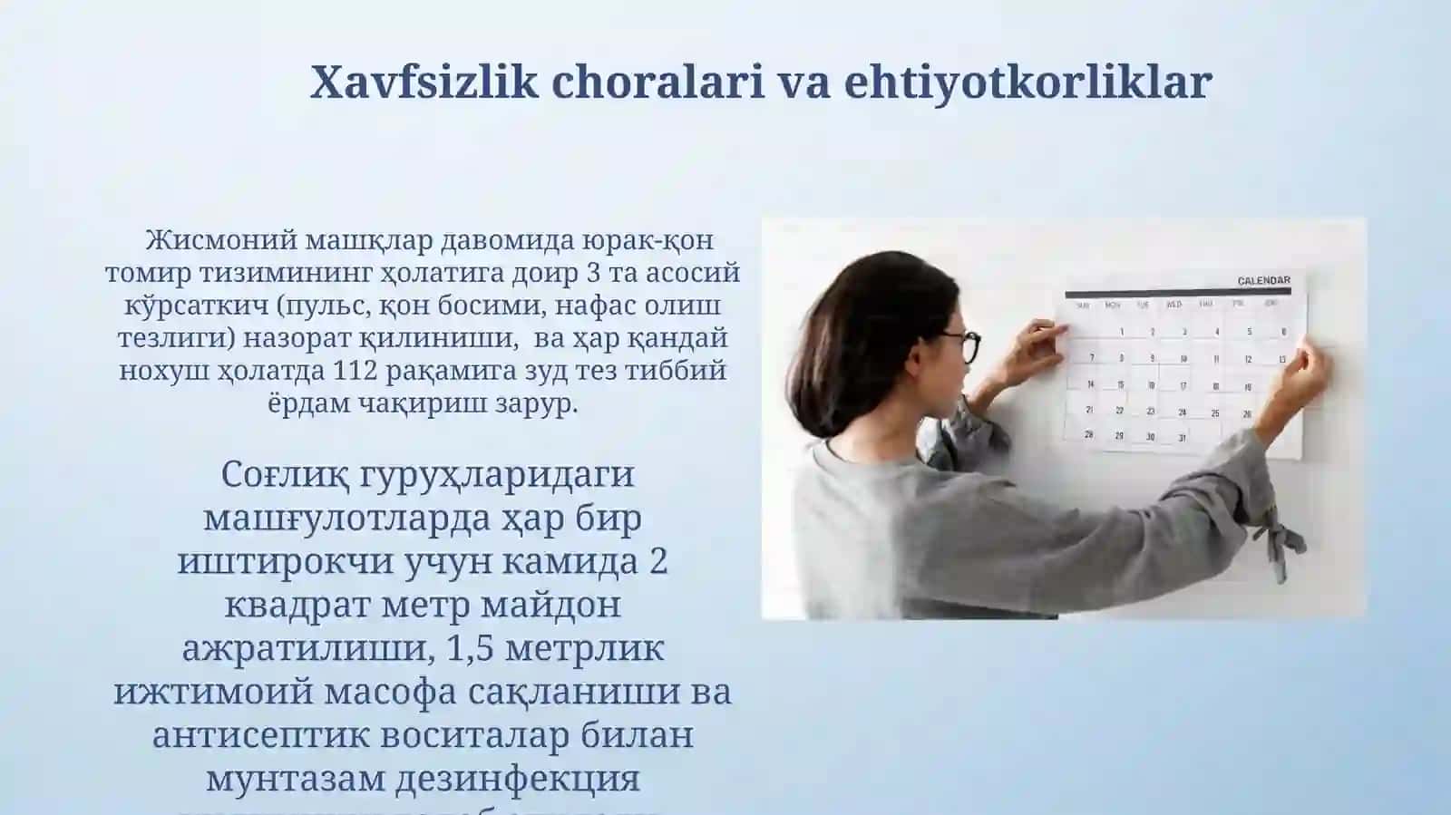 Turli sogʻliqni saqlash guruhlari uchun kundalik jadval namunalari 4