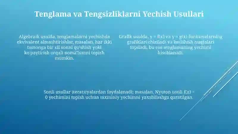Tenglama va tengsizliklarni o'qitish metodikasi 4