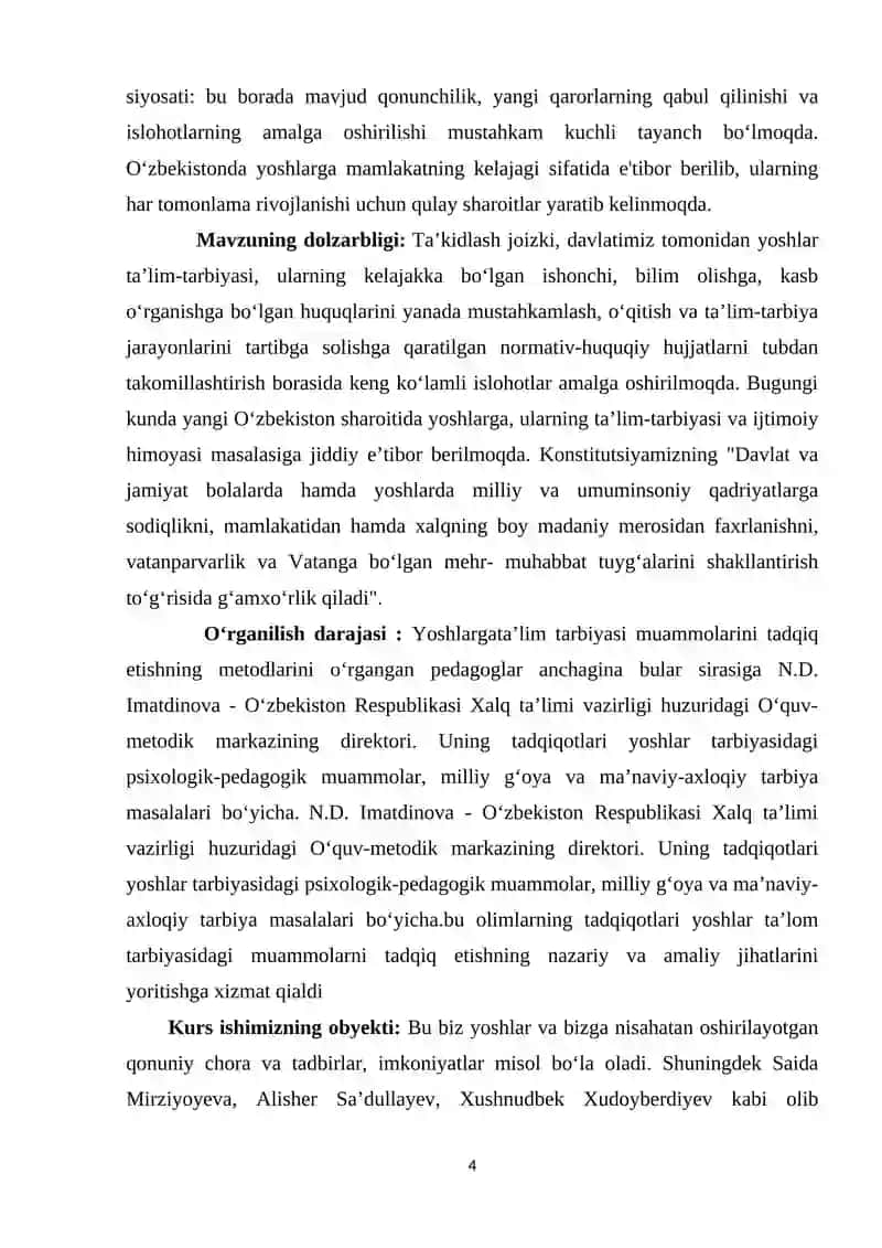 YOSHLAR TA’LIM-TARBIYASI MUAMMOLARI TADQIQ ETISHNING METODLAR 4