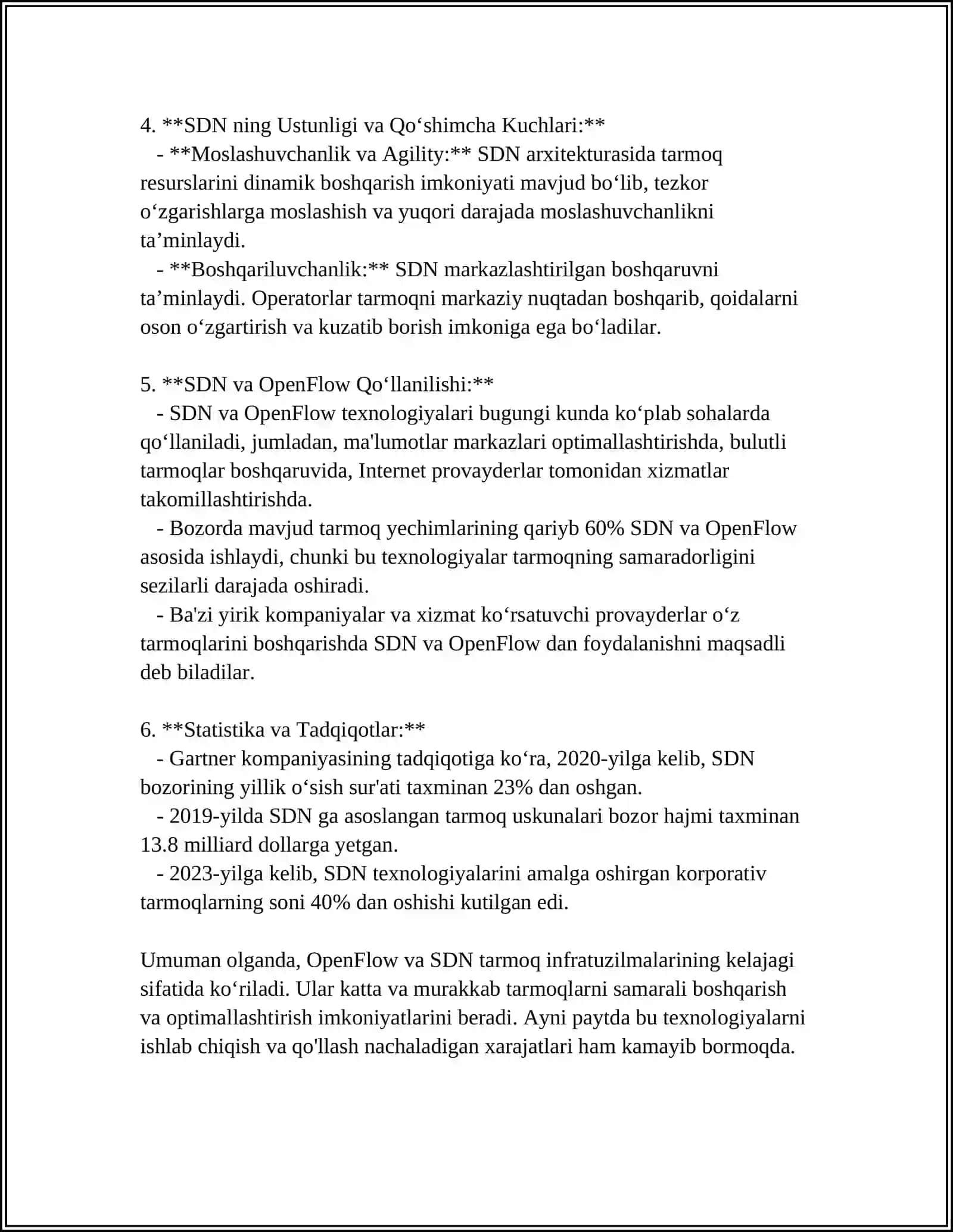 OPENFLOW PROTOKOLI VA DASTURIY BOSHQARUV KONSEPSIYASI 4