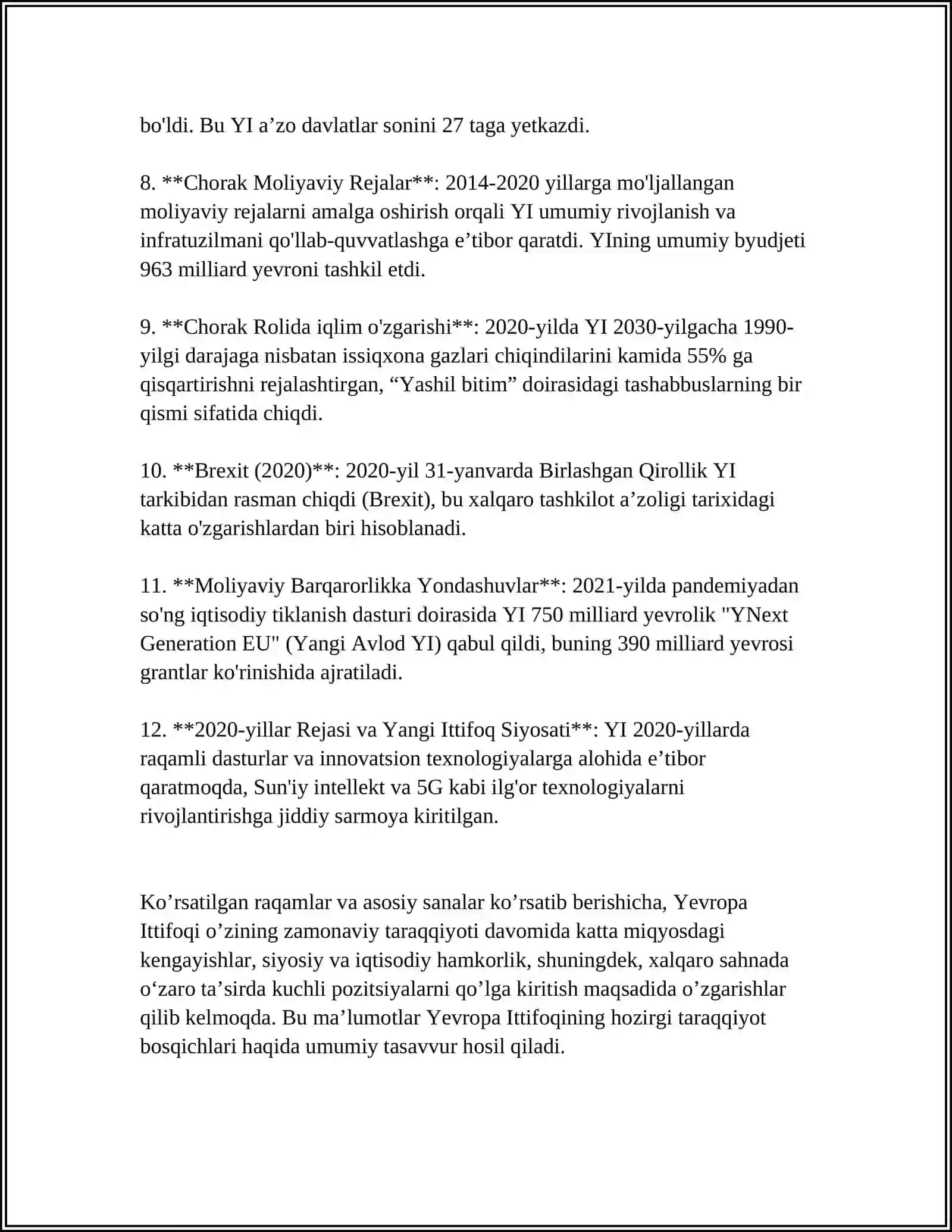 EVROPA ITTIFOQINING ZAMONAVIY BOSQICHIDAGI TARAQQIYOTI VA UNDA YEVRONING TUTGAN O'RNI 4