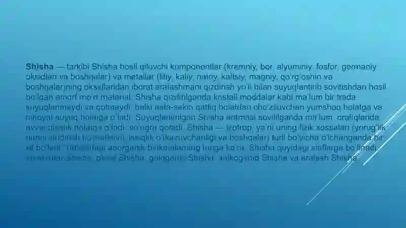 Shisha va keramik materiallar texnologiyasi 4