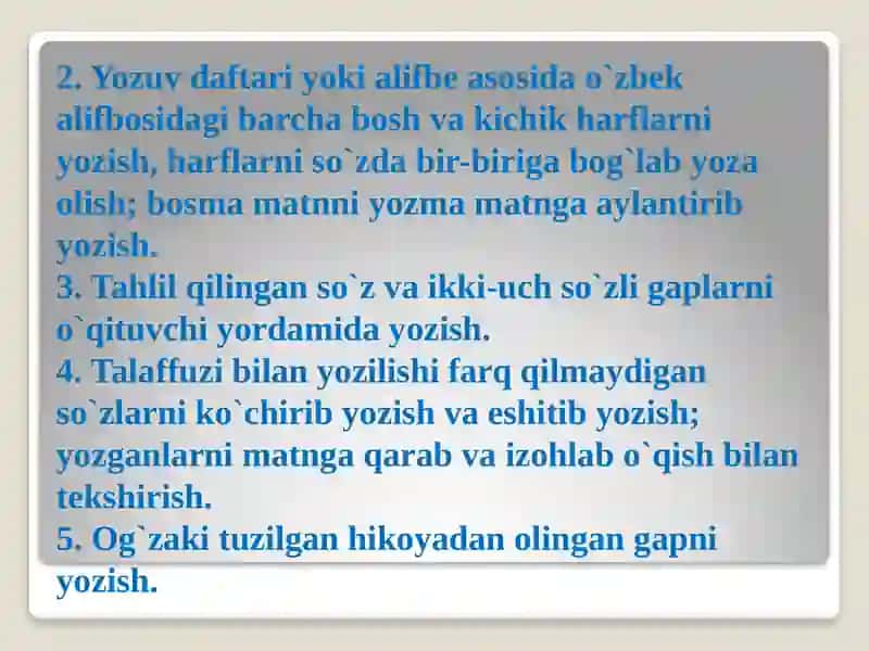 Savodo`rgatish davrida boshlang`ich yozuvga o`rgatish 4