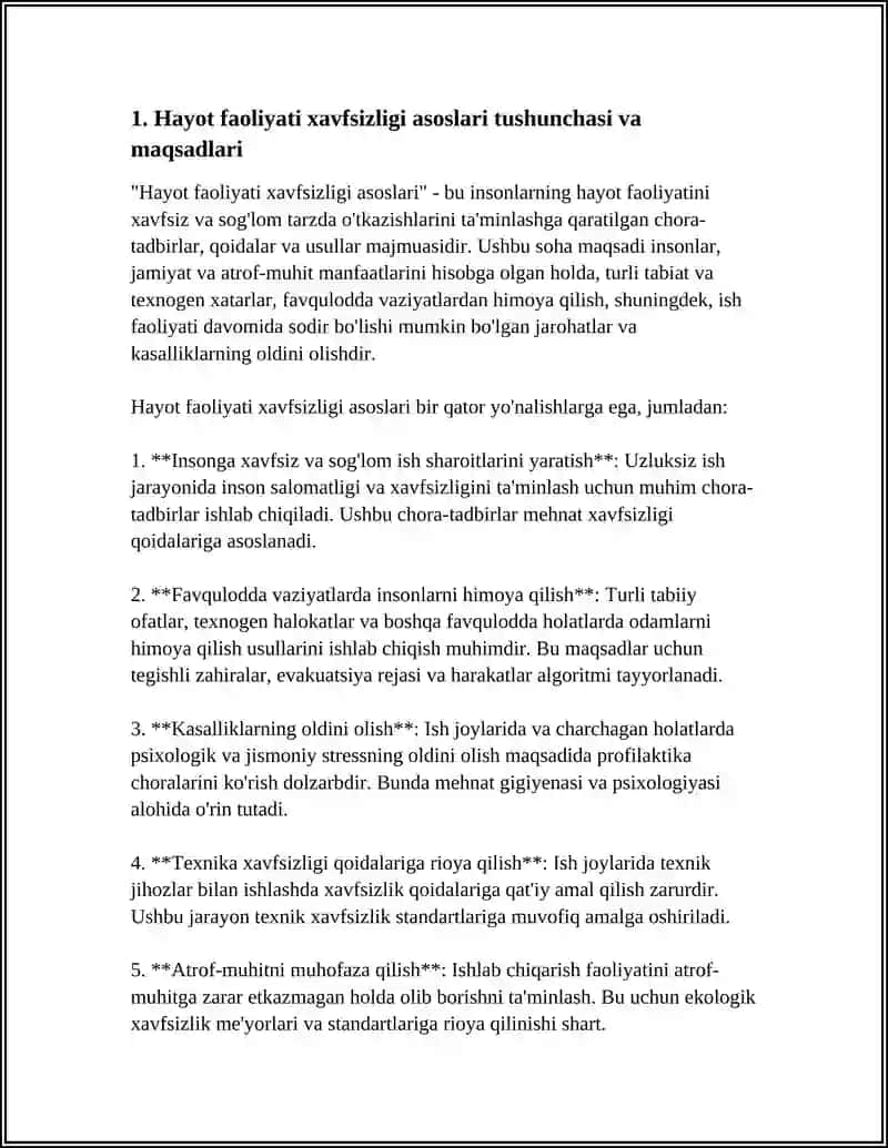 HAYOT FAOLIYATI XAVFSIZLIGINI TA’MINLASH ASOSLARI, ISHLAB CHIQARISH MUHITIDA INSON OMILI. FUQARO MUHOFAZASI TOʻGʻRISIDAGI QONUN VA FARMOYISHLAR 4