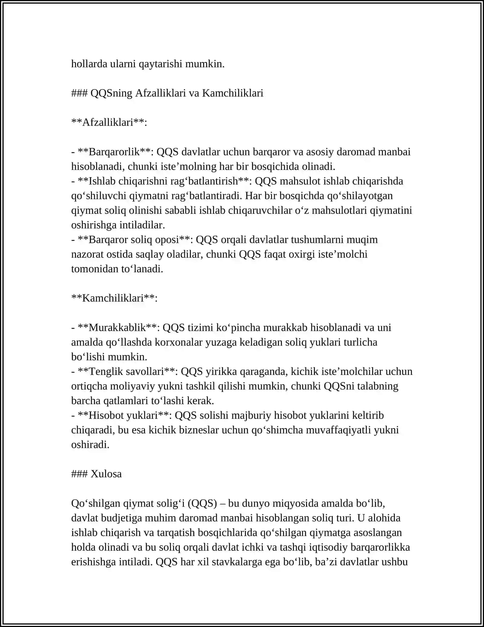 QOʻSHILGAN QIYMAT SOLIGʻIDAN SOLIQ TOʻLOVCHILARGA TAQDIM ETILGAN IMTIYOZLARI 4