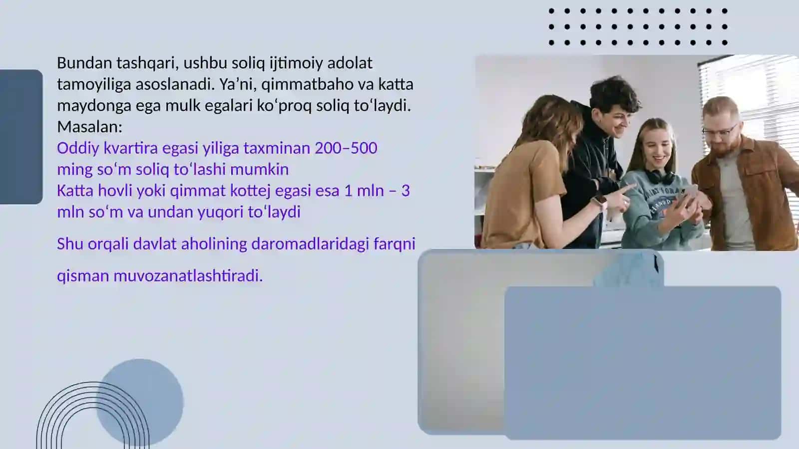 Jismoniy shaxslar mol-mulkiga solinadigan soliqning o'ziga xos xususiyatlari 4