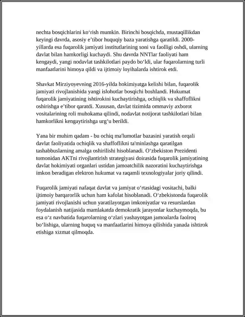 O'zbekistonda Fuqarolik Jamiyati Rivojlanishi 4