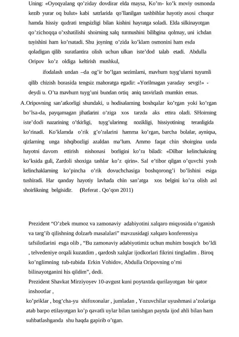 Abdulla Oripov she’riyatida sevgi-muhabbat mavzulari 4