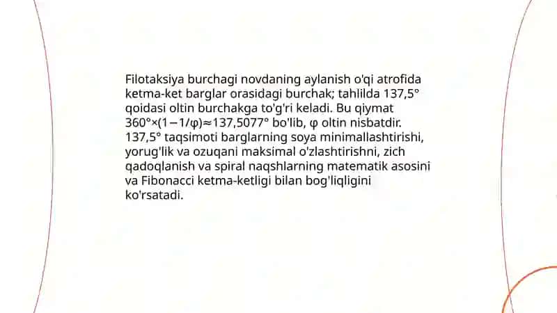 Ósimliklarning barg joylashishini(navbat va navbat, qarama-qarshi, tópgul) tahlil qilish 4