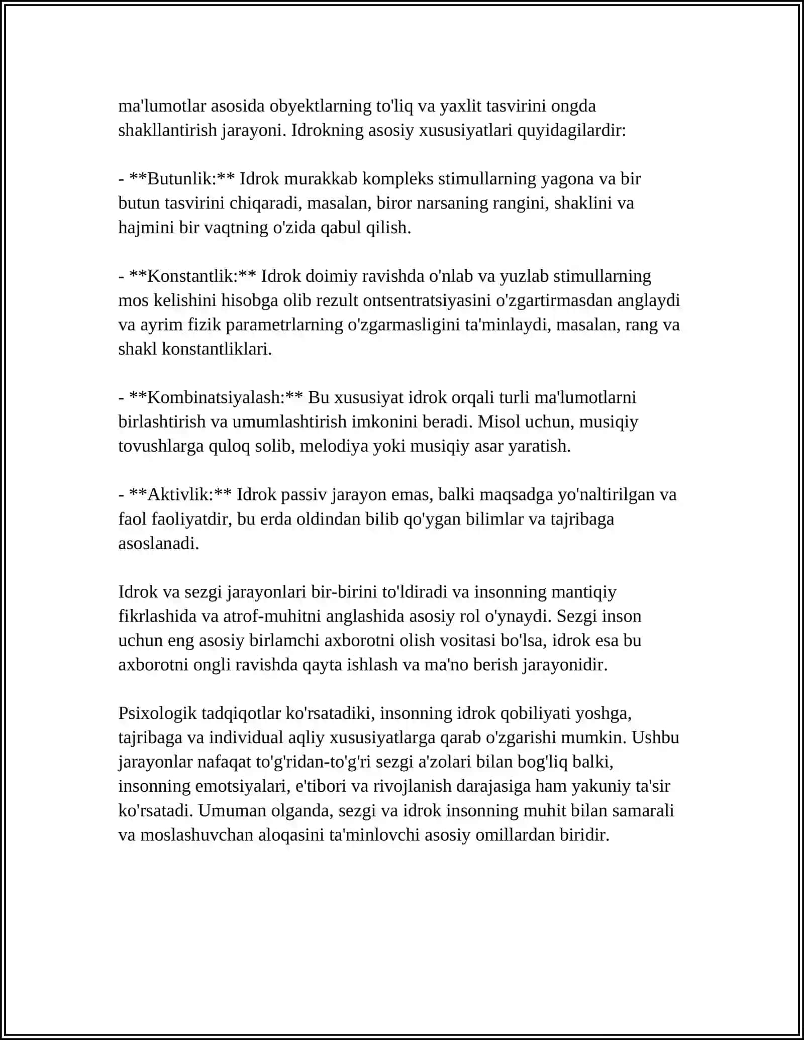 SEZGI VA IDROK: UMUMIY TASAVVURLAR YONDASHUVLAR 4