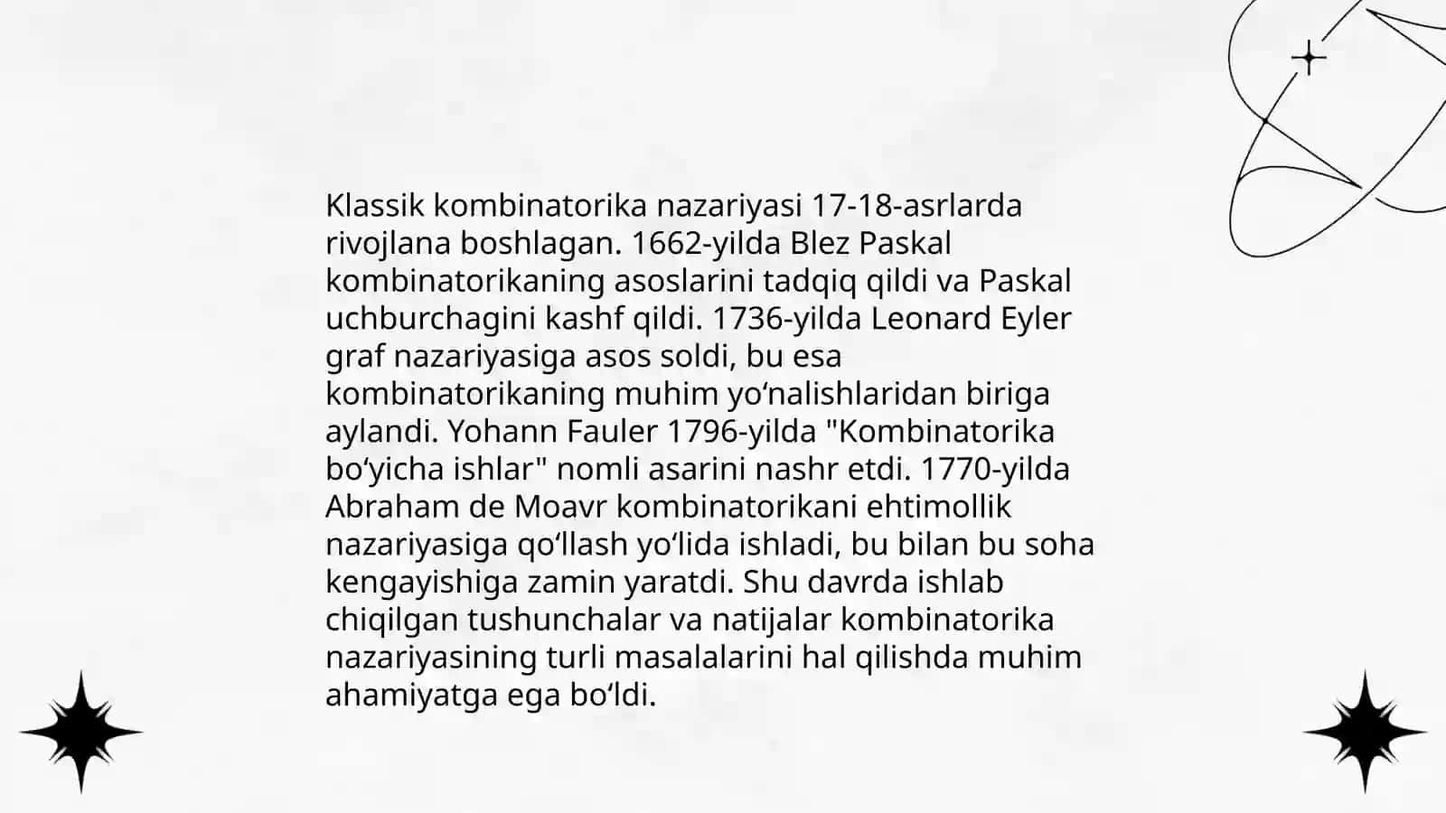 Kombinatorika rivojlanish tarixi 4