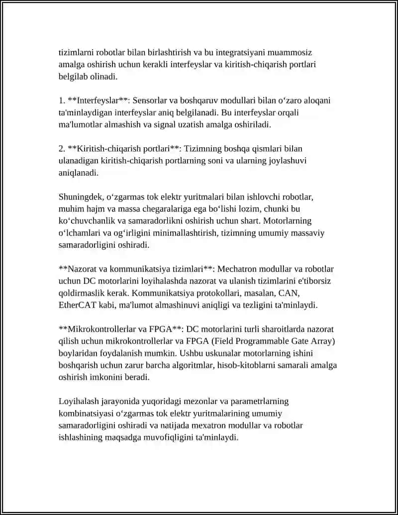 MEXATRON MODUL VA ROBOTLARNING O‘ZGARUVCHAN TOK ELEKTR YURITMASINI LOYIHALASH 4