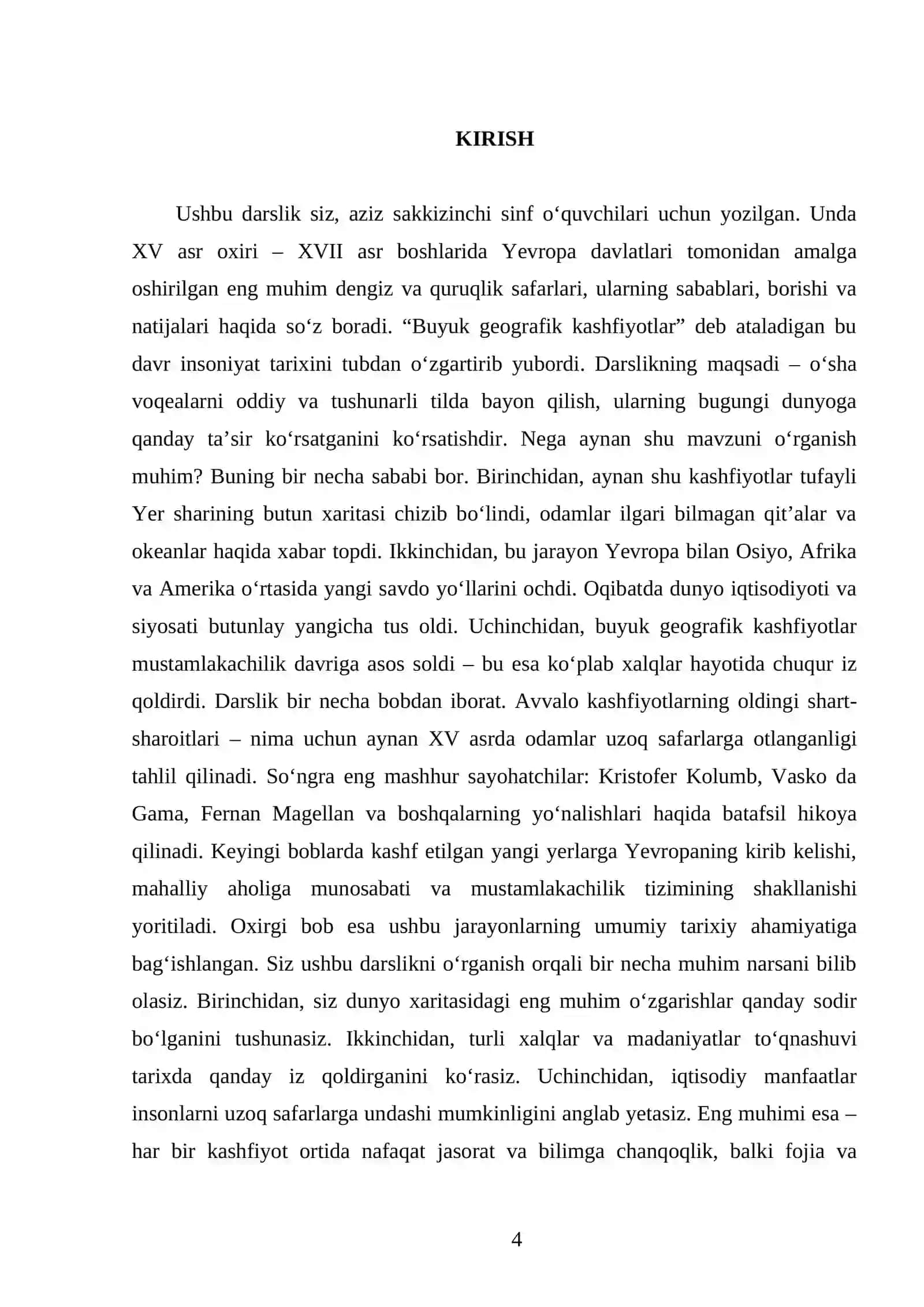 BUYUK GEOGRAFIK KASHFIYOTLAR VA ULARNING TARIXIY AHAMIYATI. 8- SINF 4