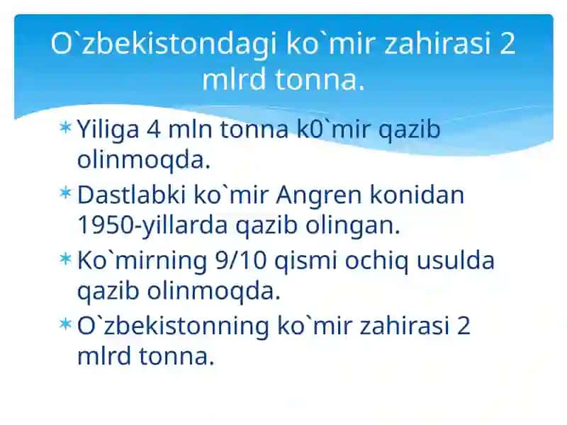 O`zbekistondagi ko`mir sanoati 4