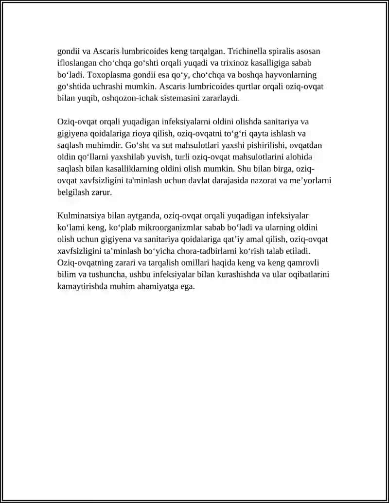 OZIQ-OVQAT YUQADIGAN INFEKTSIYALAR ( ANTROPOZONLAR, ZOONOZLAR) 4