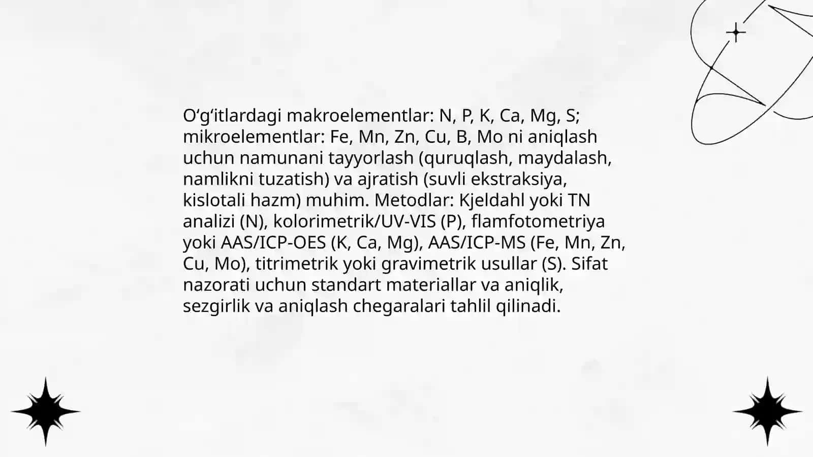 Tuproq tahlilida analitik kimyo fanining qishloq xo‘jaligida tutgan oʻrni va ahamiyati 4