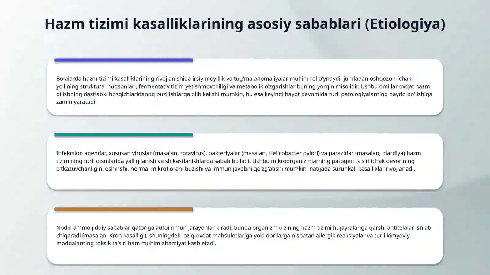 Hazm tizimi a’zolari kasalliklari bilan kasallangan bemor bolalarni 4