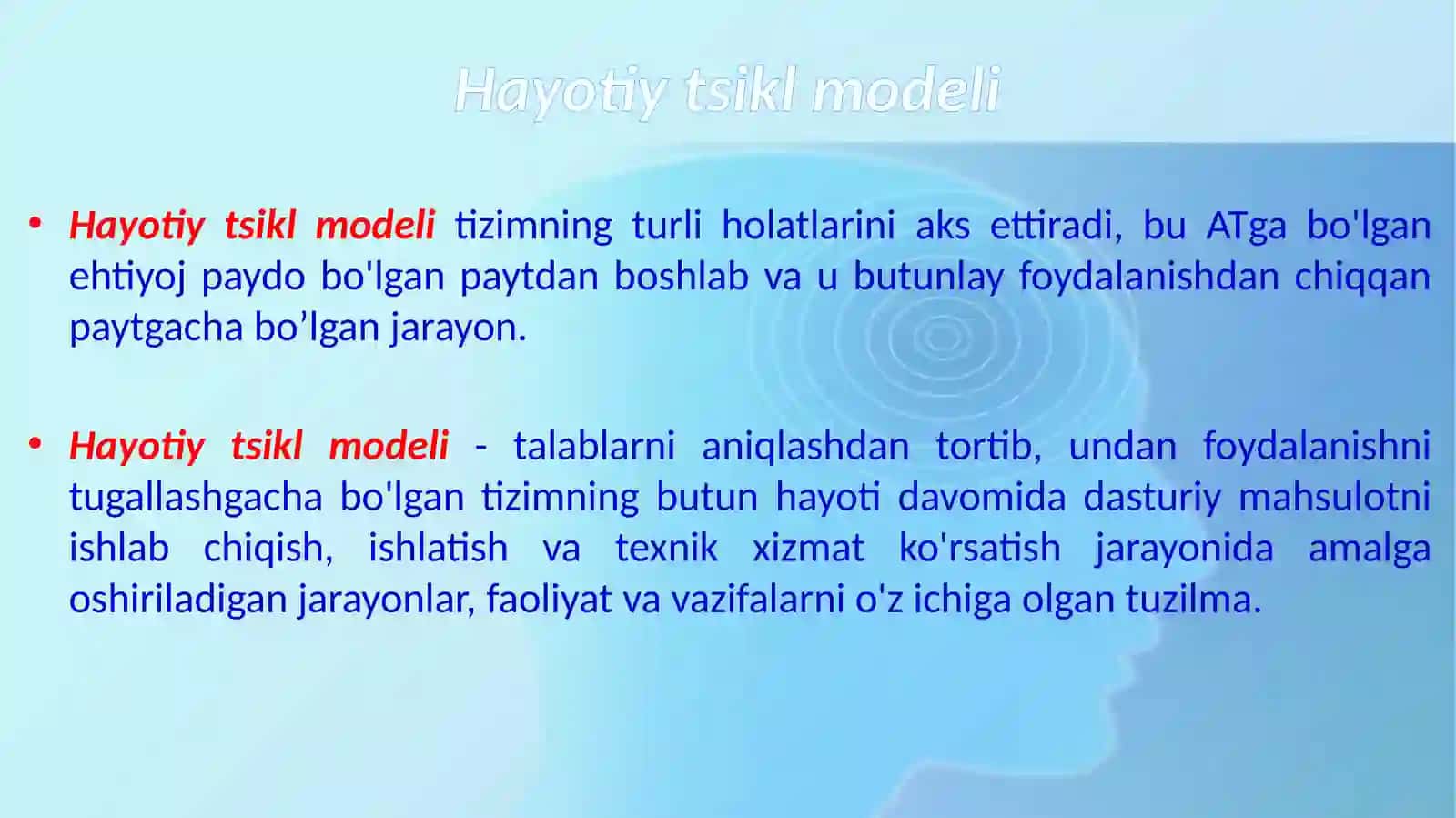 Axborot tizimlarining hayotiy tsikli (aylanishi) 4