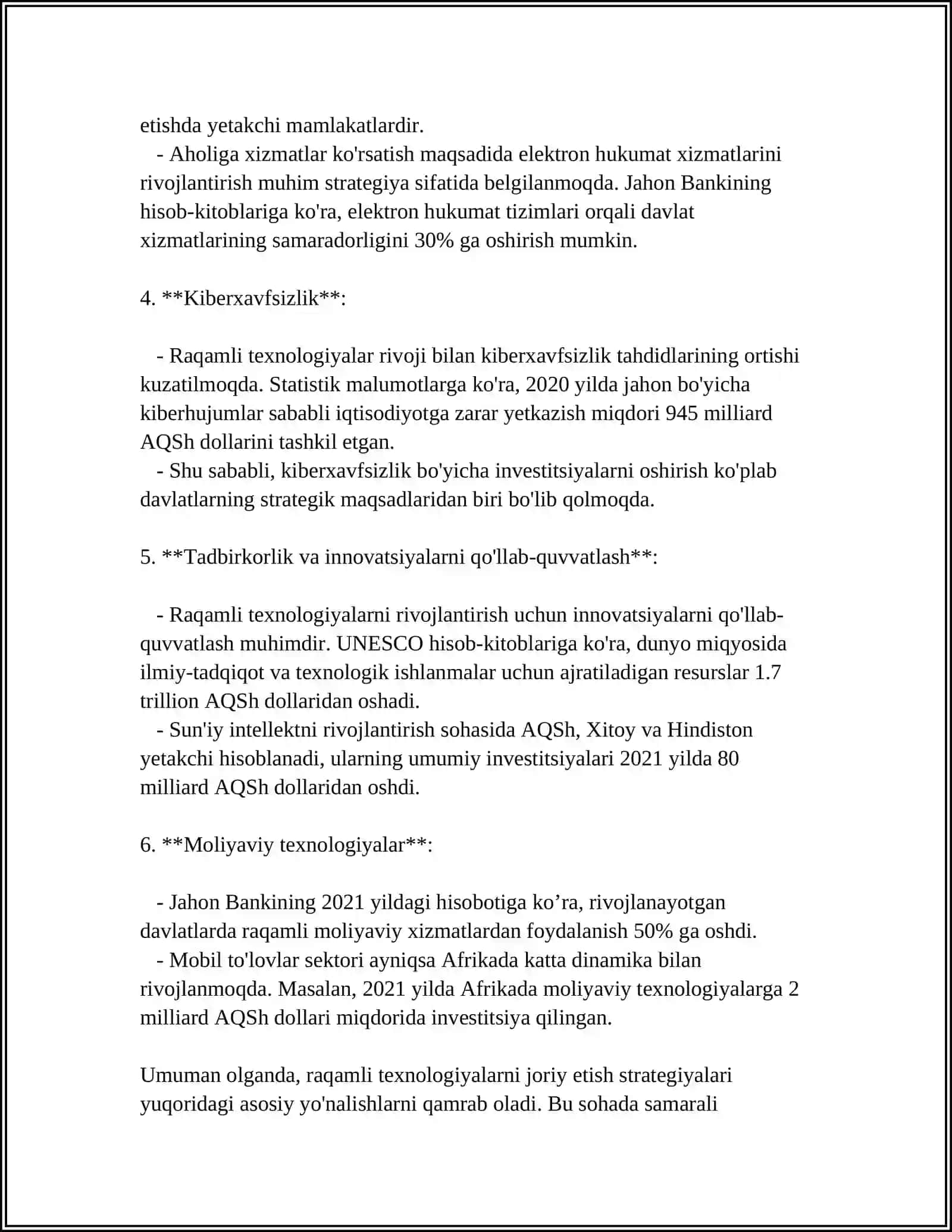 DAVLAT BOSHQARUVIDA RAQAMLI TEXNOLOGIYALARINI RIVOJLANTIRISH 4