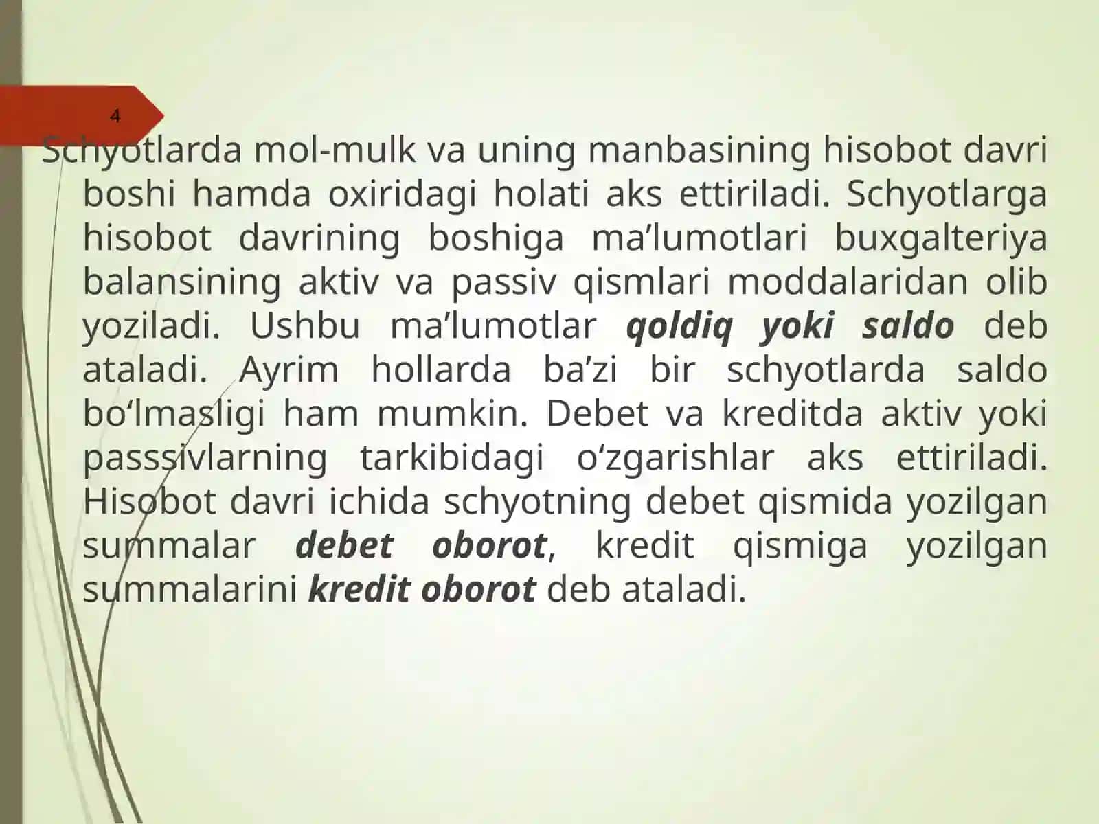 Buxgalteriya Hisobi Xo‘jalik Operatsiyalarida Schotlar rejasi 4