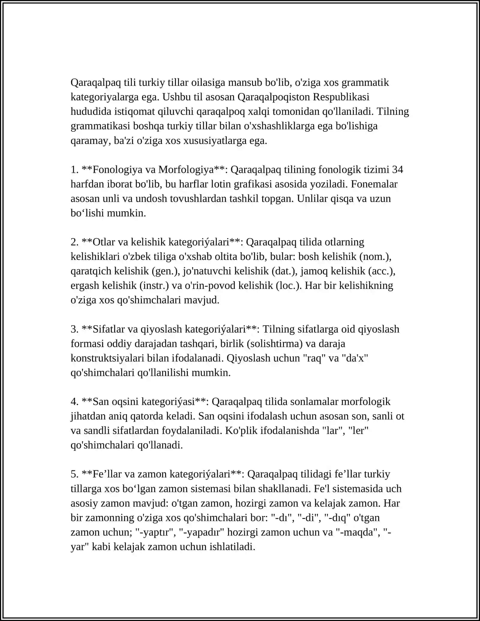 HAZIRGI QARAQALPAQ ADEBIY TILI PANINEN ÓZ-BETINSHE JUMISI 4