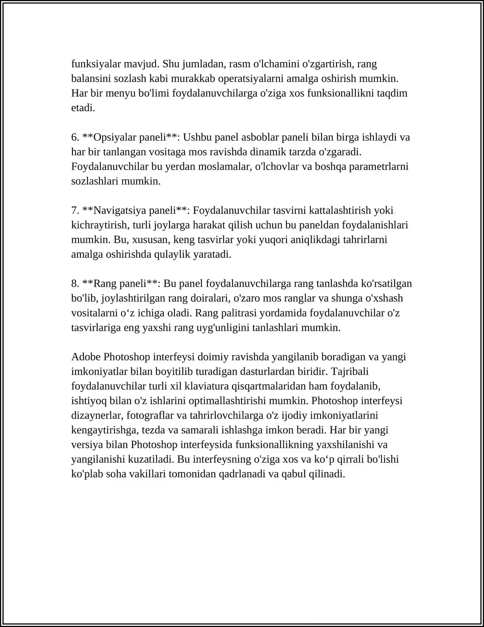 ADOBE PHOTOSHOP DASTURINING ASOSIY TUSHUNCHALARI 4