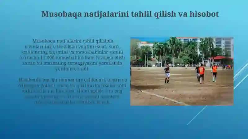 Futbol boʻyicha musobaqalar tashkil qilish 4