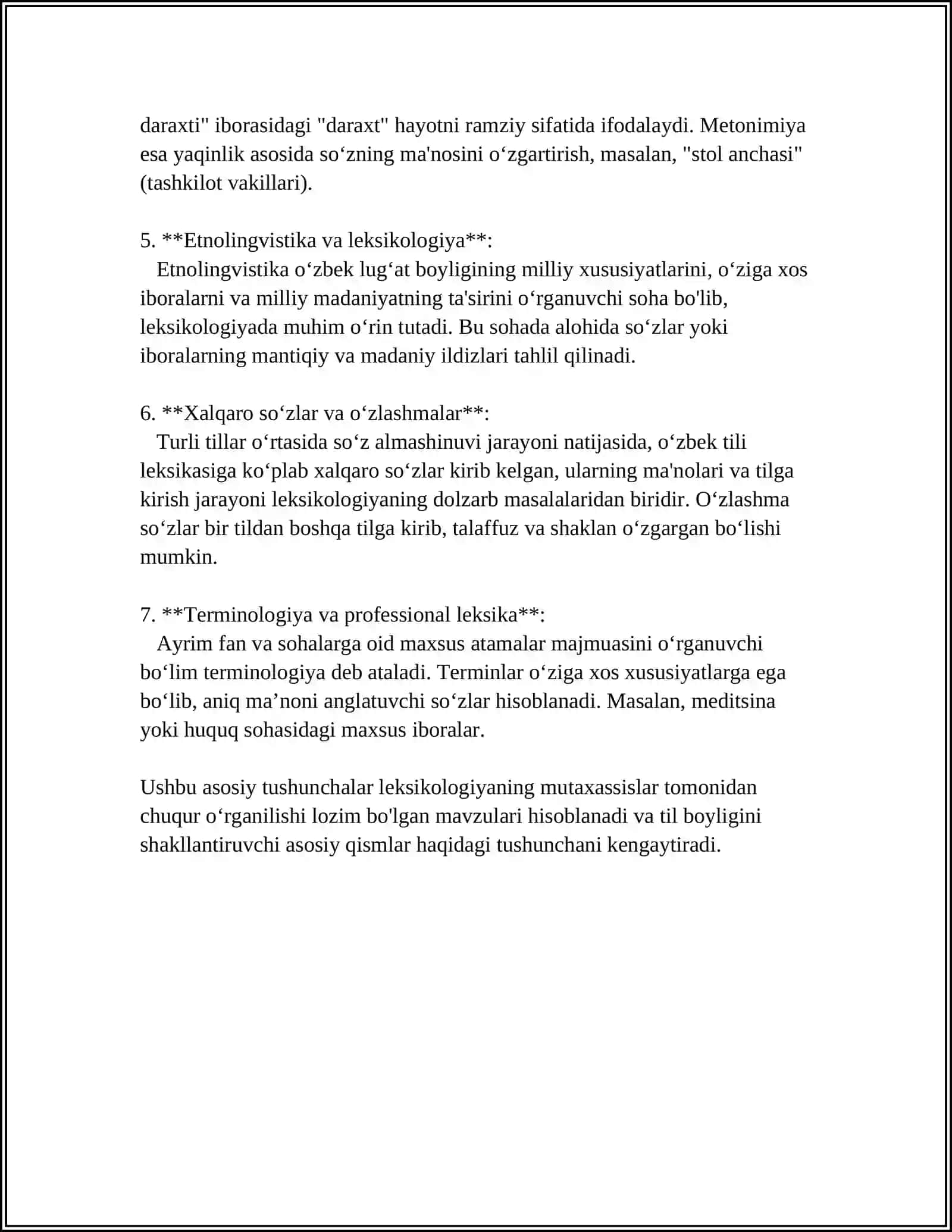 MUSTAQIL ISH Mavzu: LEKSIKOLOGIYA HAQIDA 4