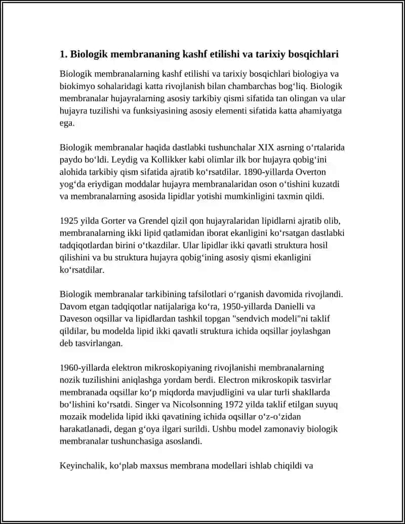 MEMBRANALARNING TUZILISHI VA FUNKSIYALARI HAQIDAGI TUSHUNCHALARNING RIVOJLANISH TARIXI 4