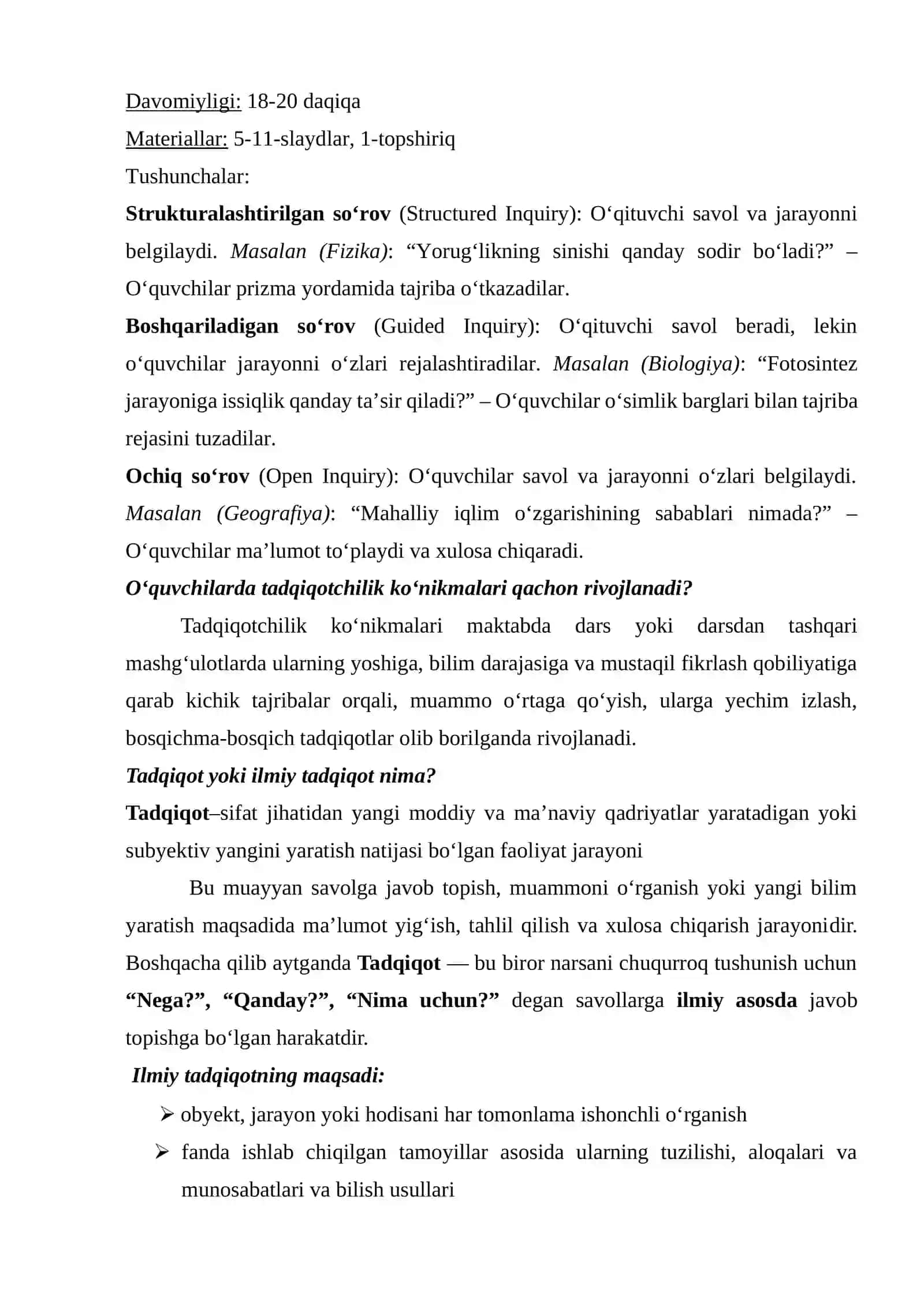 So‘rovga asoslangan ta’limda tadqiqotchilik ko‘nikmalarini shakllantirish 4