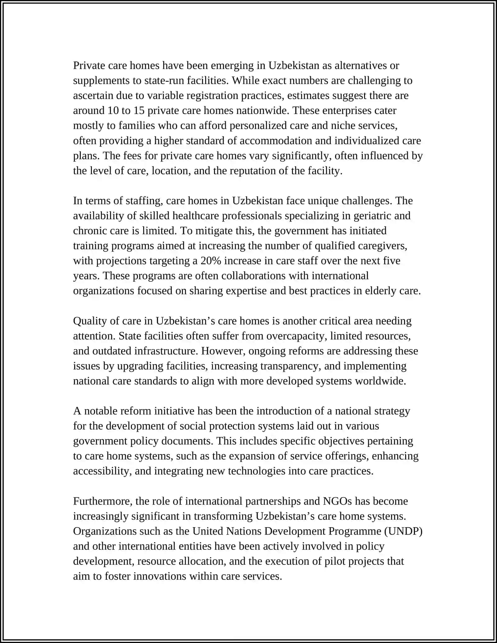 Overview of Care Home Systems in Uzbekistan 4