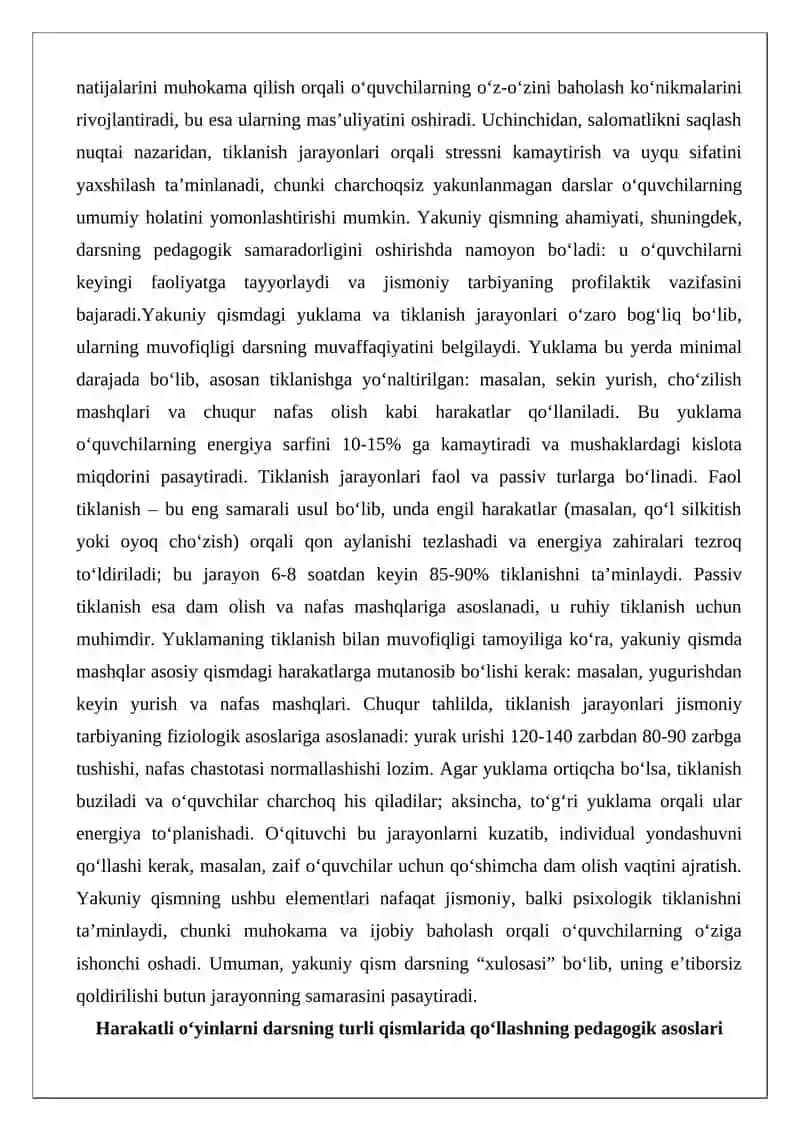 Jismoniy Tarbiya Darsi Harakatli O'yinlari 4