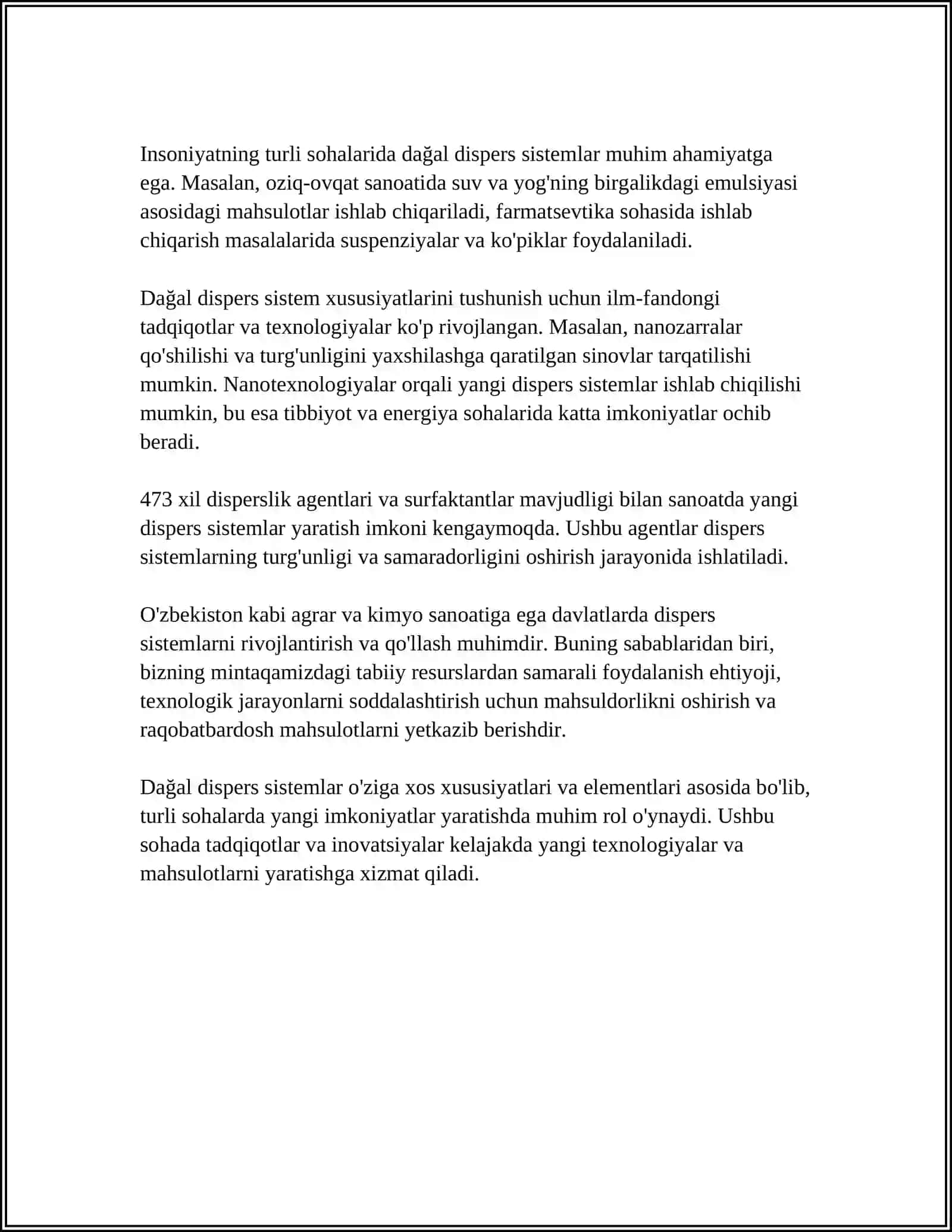 DAĢAL- DISPERS SISTEMALARNING XOSSALARI VA ULARNI TIBBIYOT VA FARMAKOLOGIYA ISHLATILISHI 4